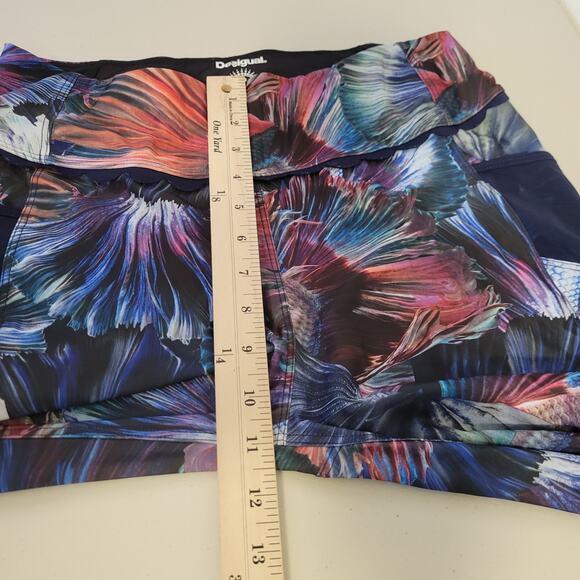 Desigual 3/4 Sport Leggings Capri Women's Size XL Workout Gym Mesh Colorful - Picture 11 of 11